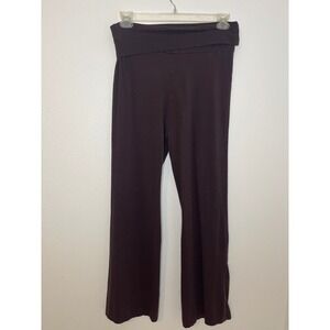 H M Womens Lounge Pants Fold Over Waist Wide Leg Dark Brown Size L